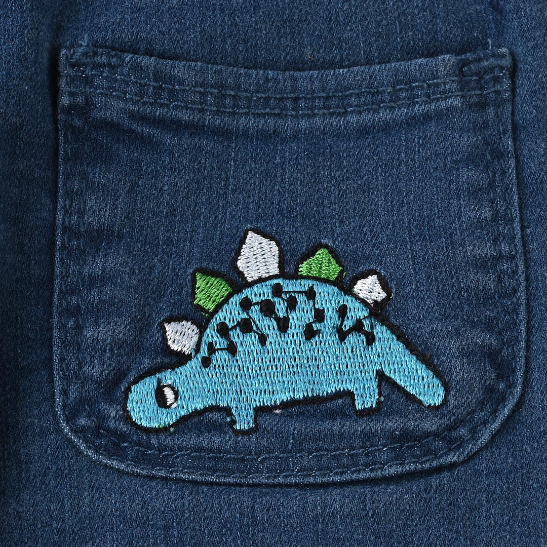 Infant Boys Denim Stretch Pant Dino-Mid Blue