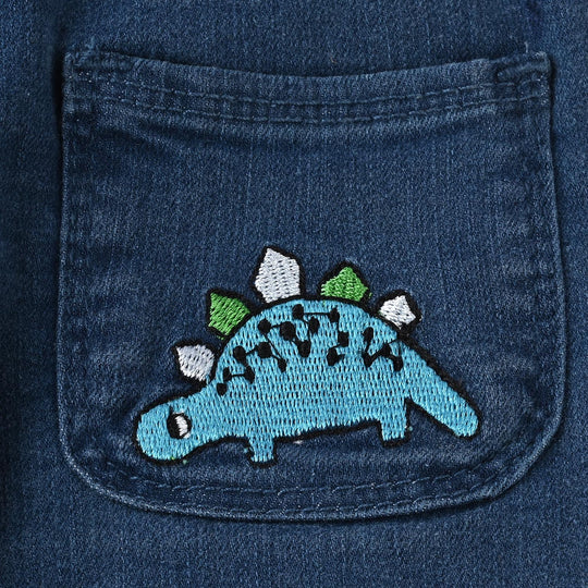 Infant Boys Denim Stretch Pant Dino-Mid Blue