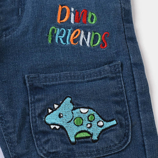 Infant Boys Denim Stretch Pant Dino-Mid Blue