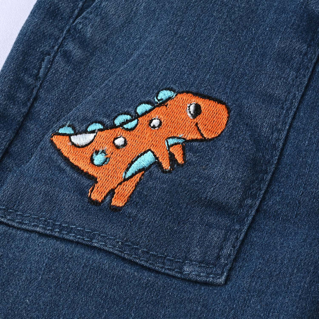 Infant Boys Denim Stretch Pant Dino-Mid Blue