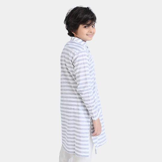 Boys Cotton PK Basic Kurta (Pique-001)-Stripes