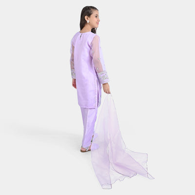 Girls Raw Silk 3PCs Suit Gotta Work - Lilac