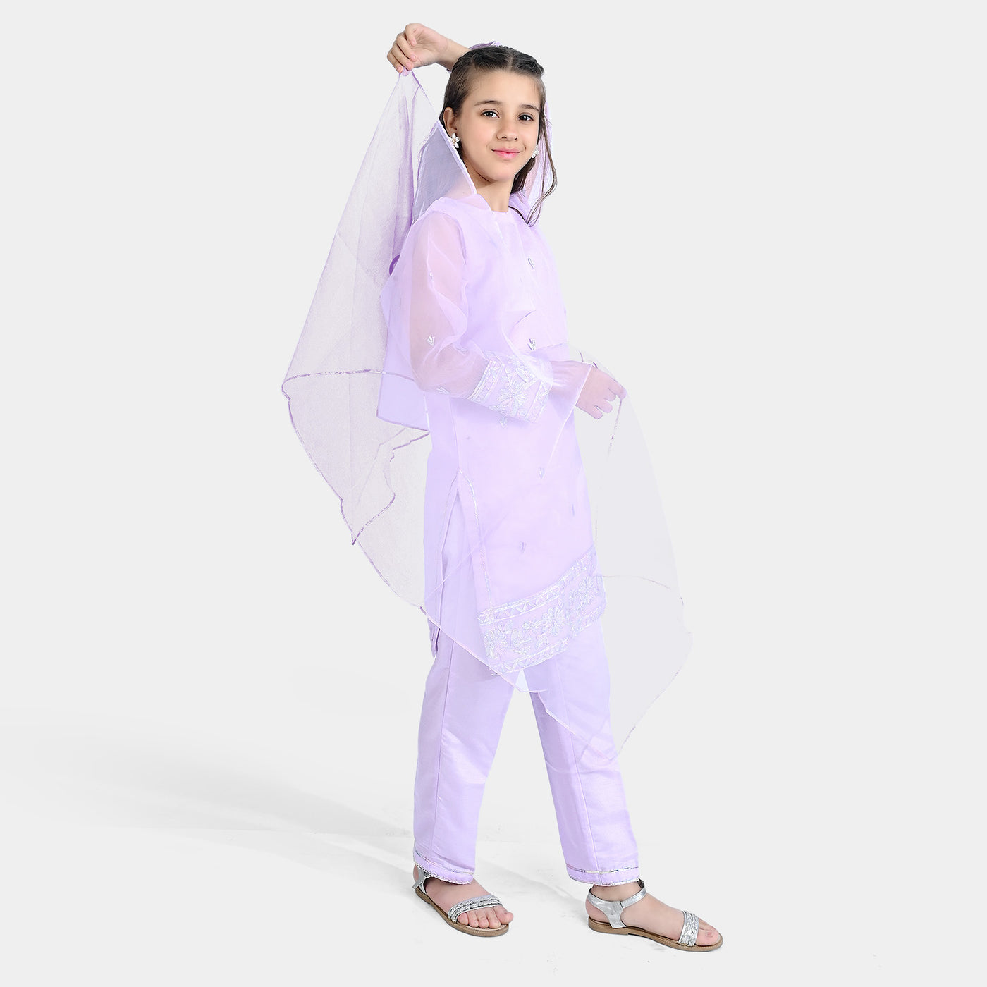 Girls Raw Silk 3PCs Suit Gotta Work - Lilac