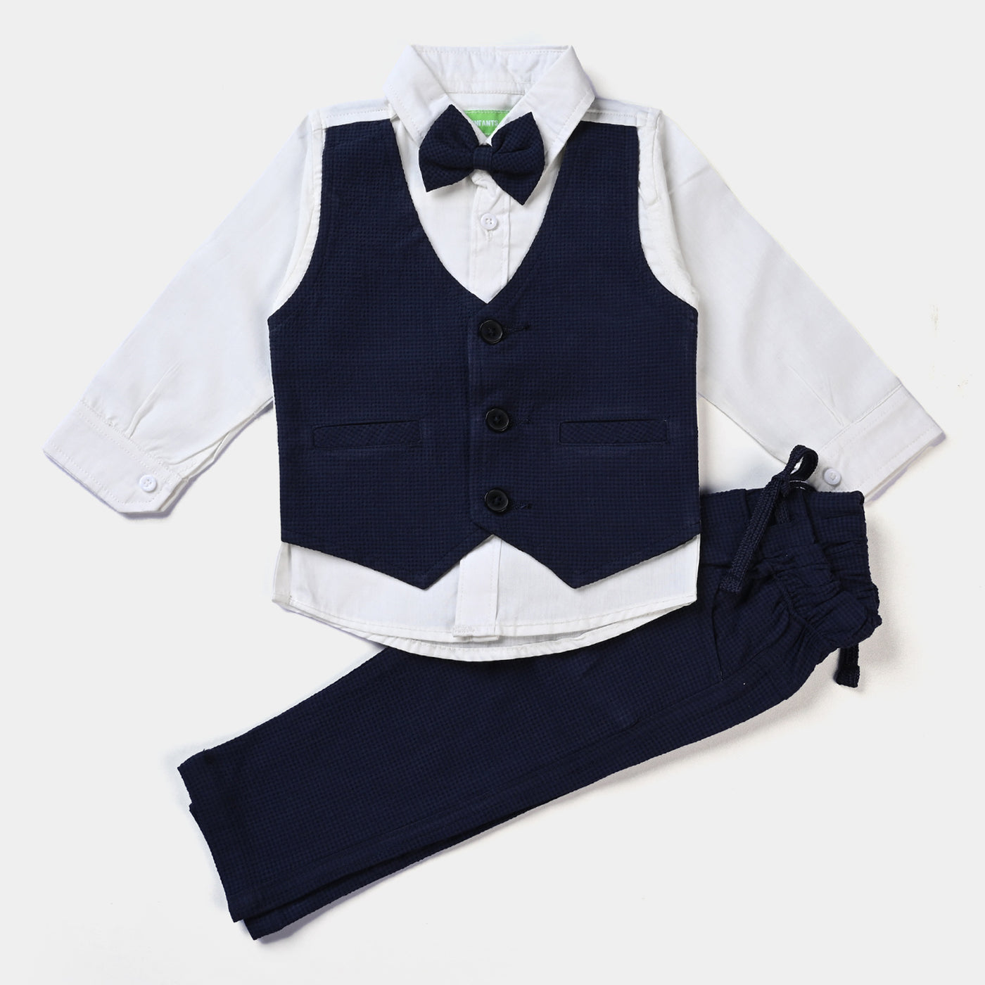 Infant Boys Suit Navy Small Check-NAVY