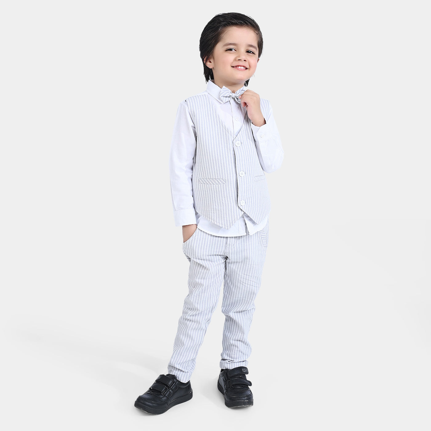 Boys 2PC Suit Grey Stripes-GREY