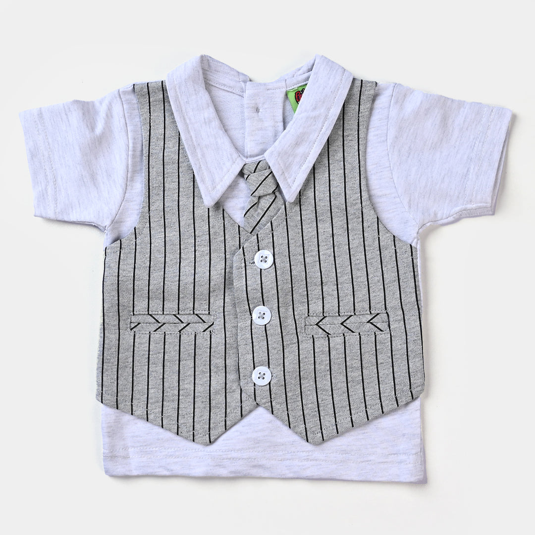 Infant Boys Suit Knitted Stripes-GREY