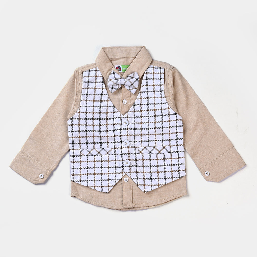 Infant Boys Suit Check-Off White