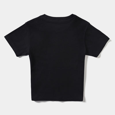 Girls Cotton Jersey T-Shirt H/S Heart-Jet Black