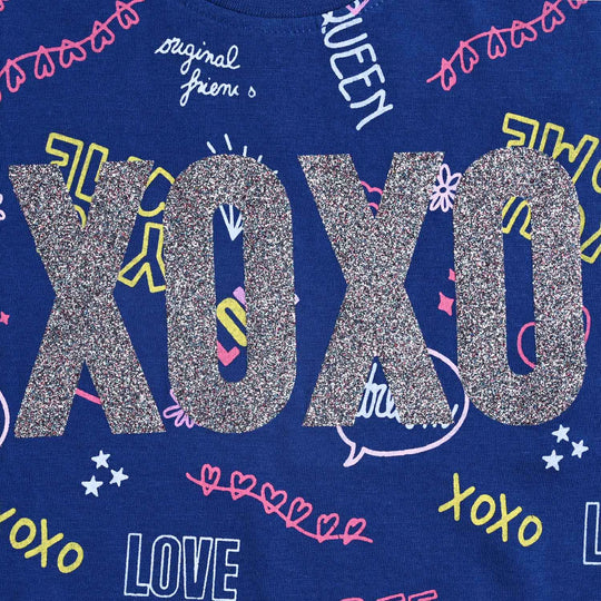 Girls Cotton Jersey T-Shirt H/S Xoxo-Navy