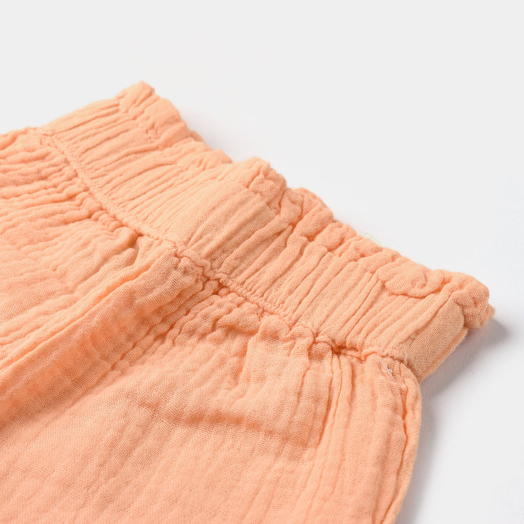 Infant Girls Cotton Short Seersucker-Peach