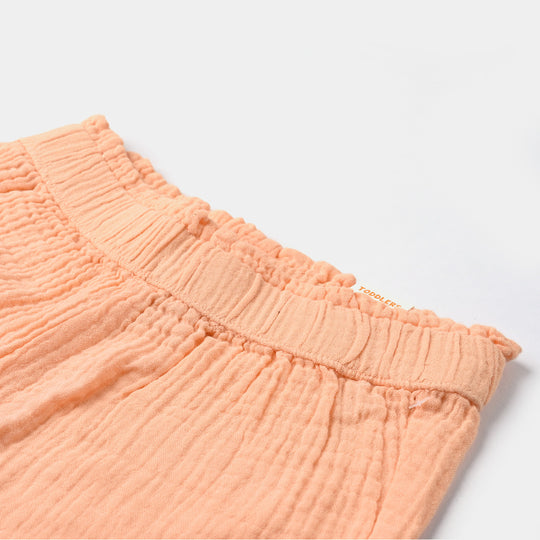 Girls Cotton Short Seersucker-Peach