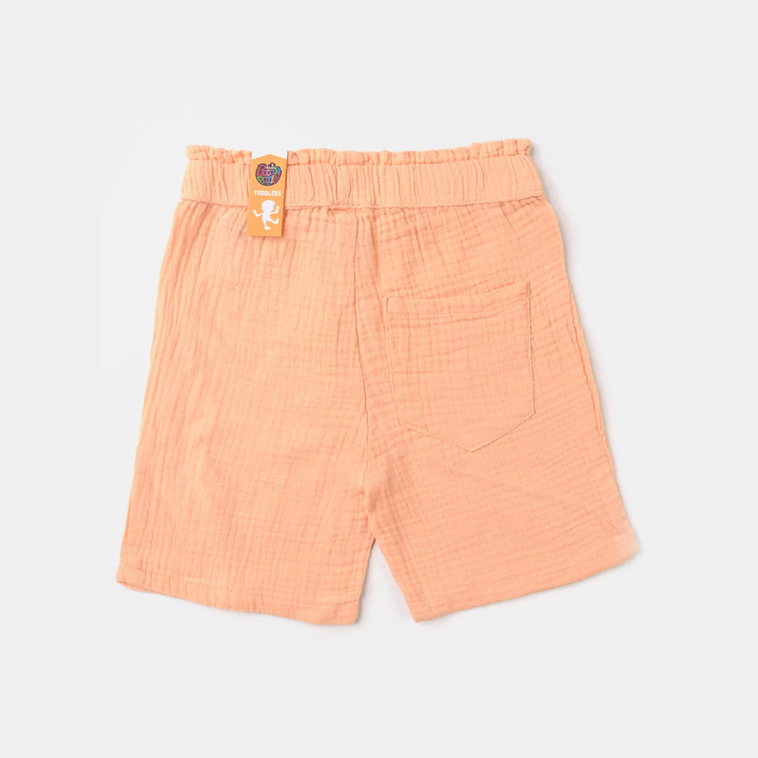 Girls Cotton Short Seersucker-Peach