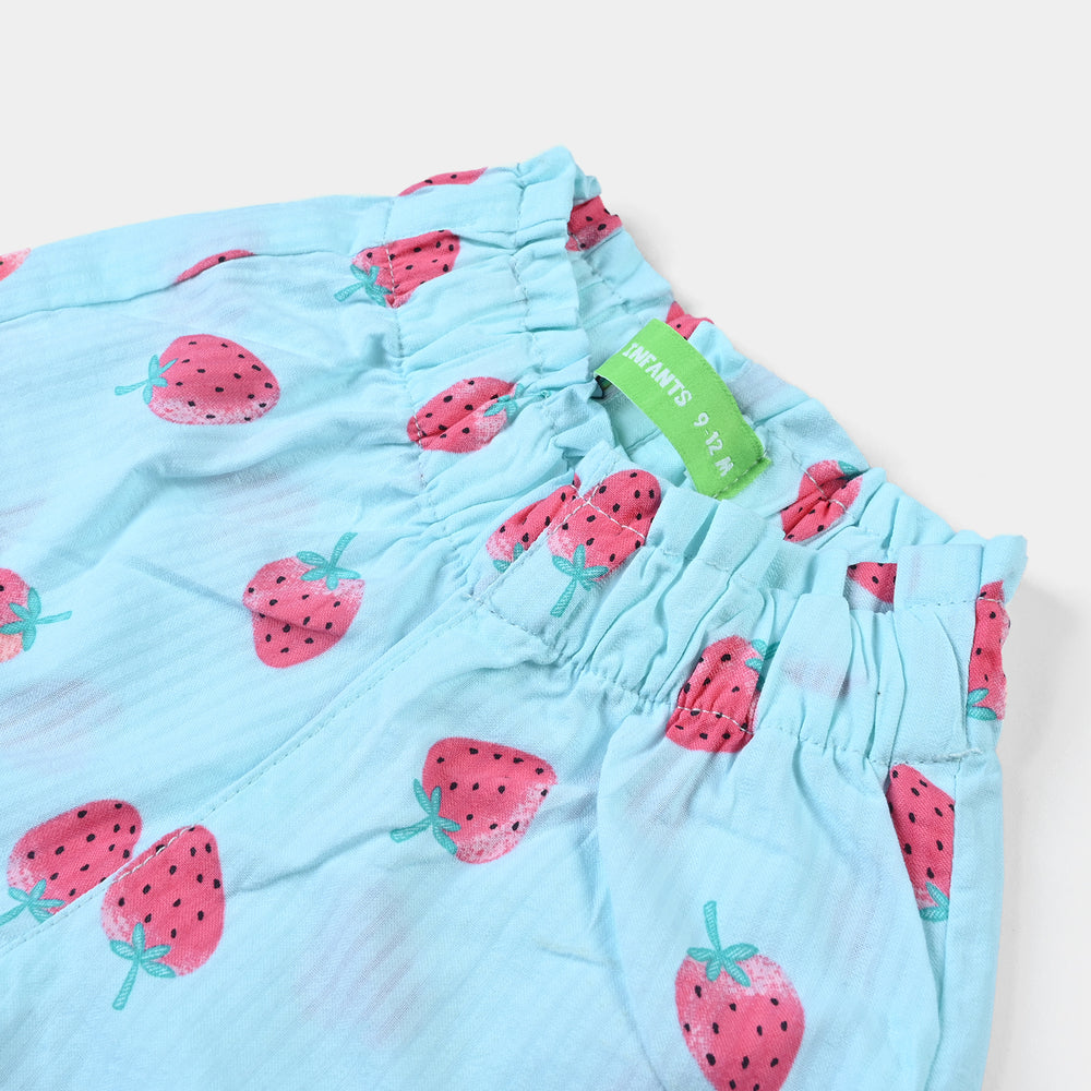 Infant Girls Cotton Short Strawberry-Sky