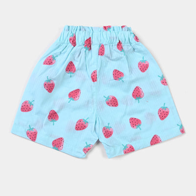Infant Girls Cotton Short Strawberry-Sky