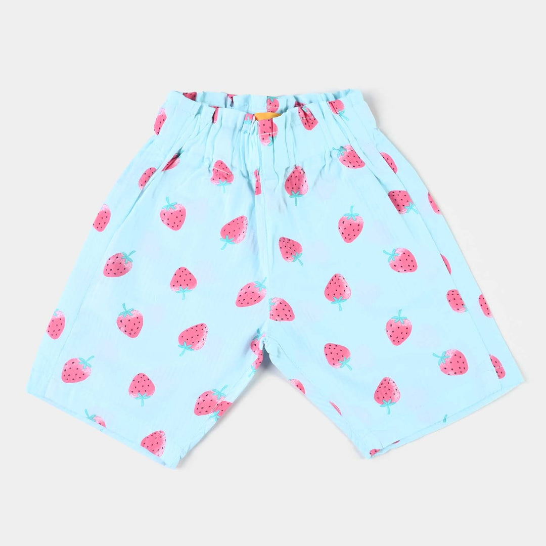 Girls Cotton Short Strawberry-Sky