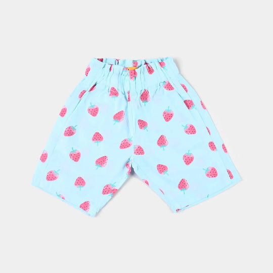 Girls Cotton Short Strawberry-Sky