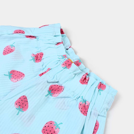 Girls Cotton Short Strawberry-Sky