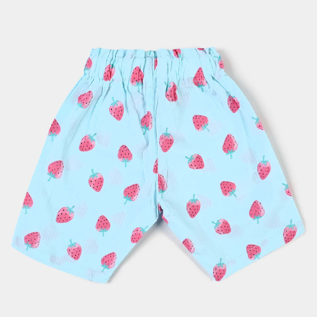 Girls Cotton Short Strawberry-Sky