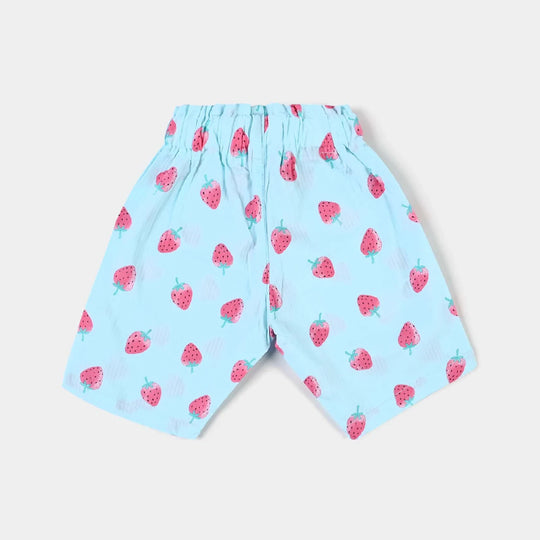 Girls Cotton Short Strawberry-Sky