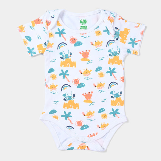 Infant Boys Cotton Jersey Romper Set Waves-White