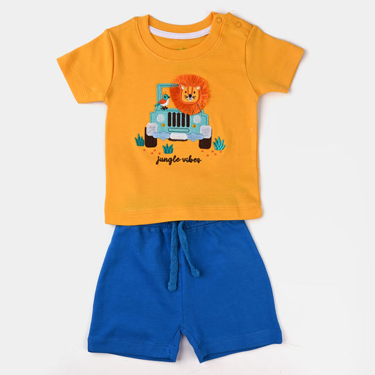 Infant Boys Cotton Jersey Knitted Suit Jungle Vibes-Citrus