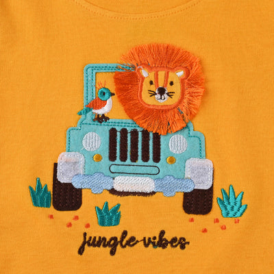 Infant Boys Cotton Jersey Knitted Suit Jungle Vibes-Citrus