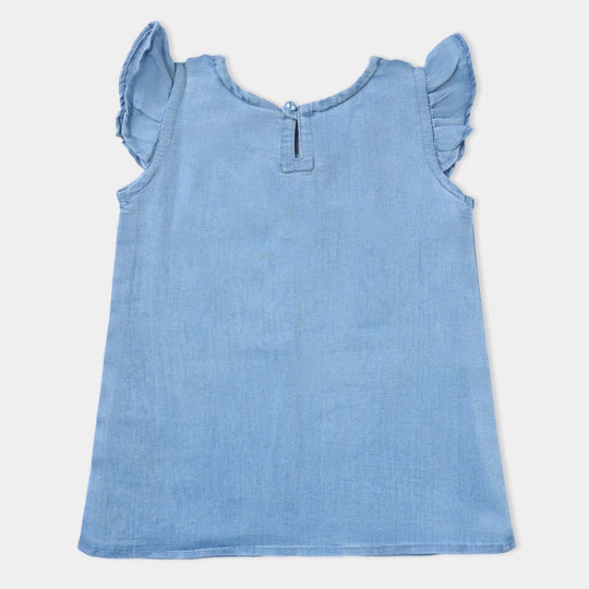 Infant Girls Top Light Denim Hearts-LIGHT BLUE