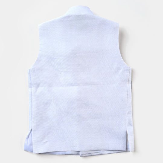 Infant Boys Raw Silk Waistcoat (Royal)-Off White