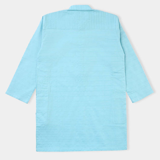 Boys-Jacquard Basic Kurta (Tropical-Breeze)-L/BLUE