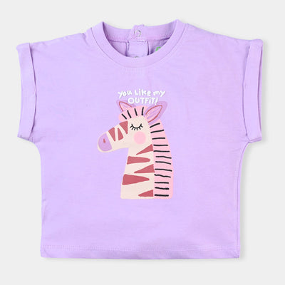 Infant Girls Cotton Jersey T-Shirt Horse-Purple