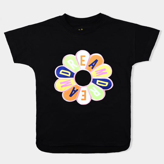 Girls Cotton Jersey T-Shirt H/S Dream-Jet Black