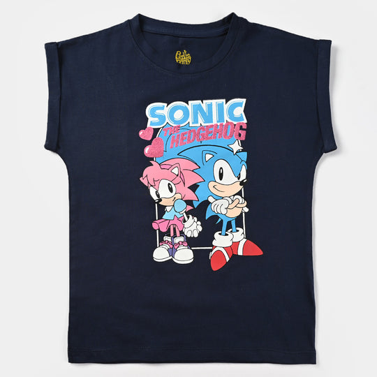 Girls Cotton Jersey T-Shirt H/S Character-True Navy