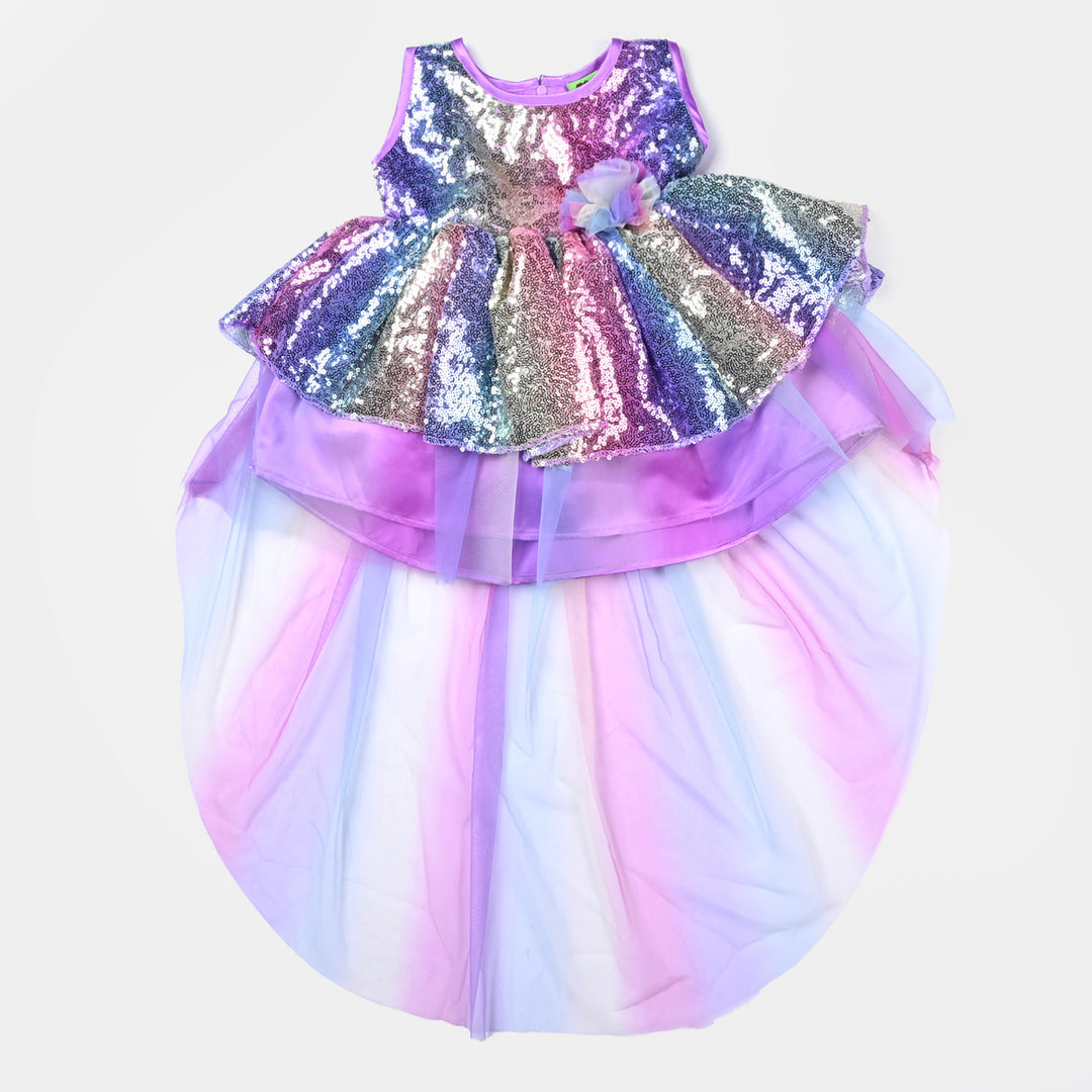 Infant Girls Fancy Frock Multi Sequins Back Tail