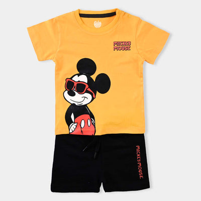 Infant Boys Jersey/Terry Knitted Night Suit Mickey-S.Yellow