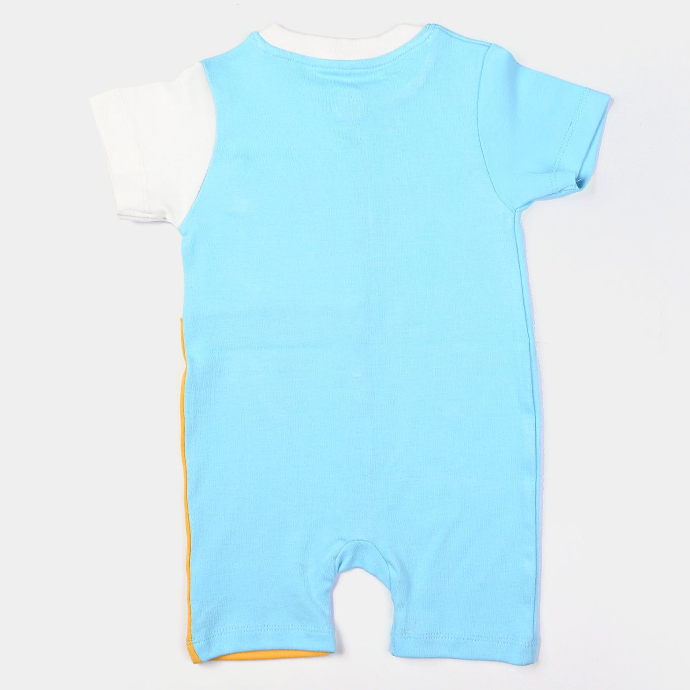 Infant Boys Cotton Interlock Knitted Romper Cat Face Pocket-Blue