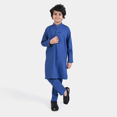 Boys Cotton Poplin Shalwar Suit-Blue