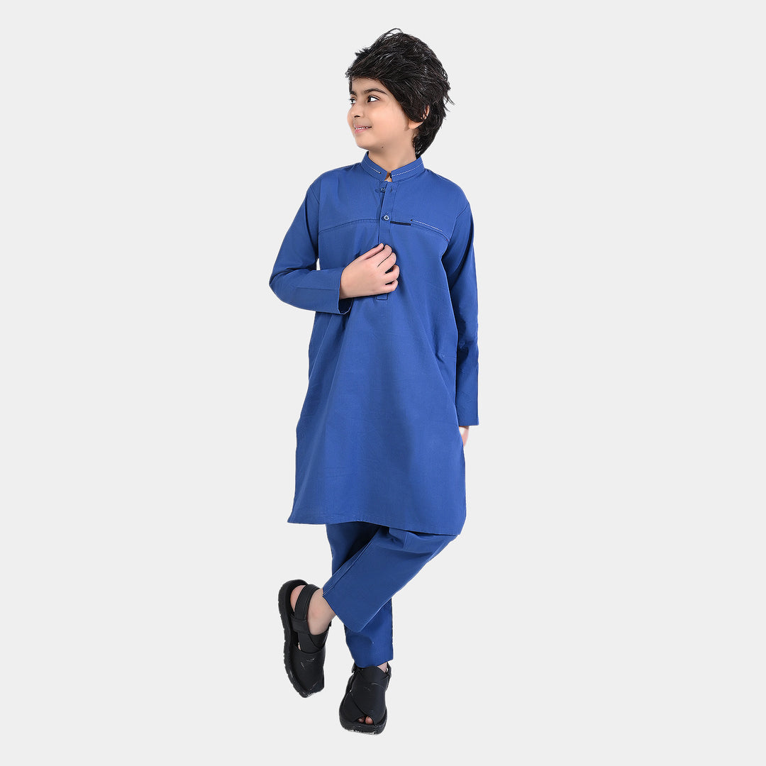 Boys Cotton Poplin Shalwar Suit-Blue