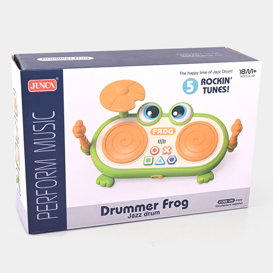 Drummer Frog With Light & Music For Kids