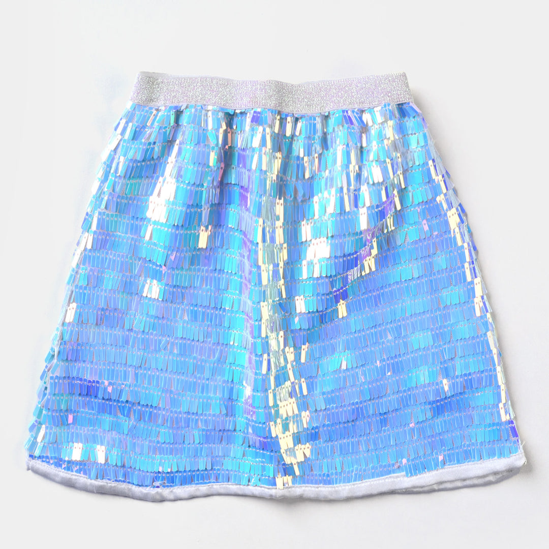 Girls Sequence Skirt -White