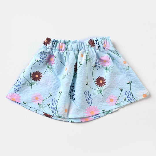 GIRLS SEERSUCKER SKIRT PRINTED-SKY BLUE