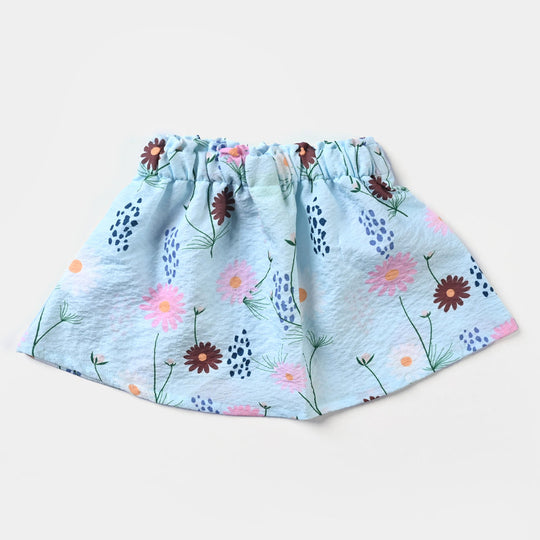 GIRLS SEERSUCKER SKIRT PRINTED-SKY BLUE