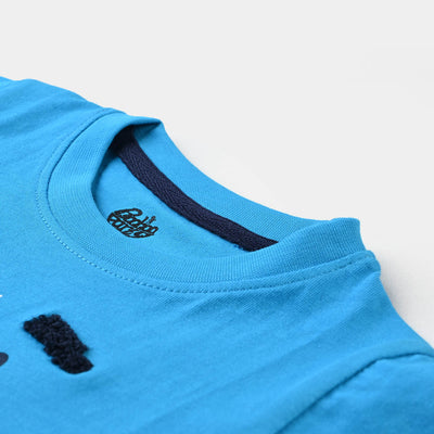 Infant Boys Cotton Terry Round Neck T-Shirt Tiger-Blue