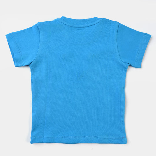 Infant Boys Cotton Terry Round Neck T-Shirt Tiger-Blue