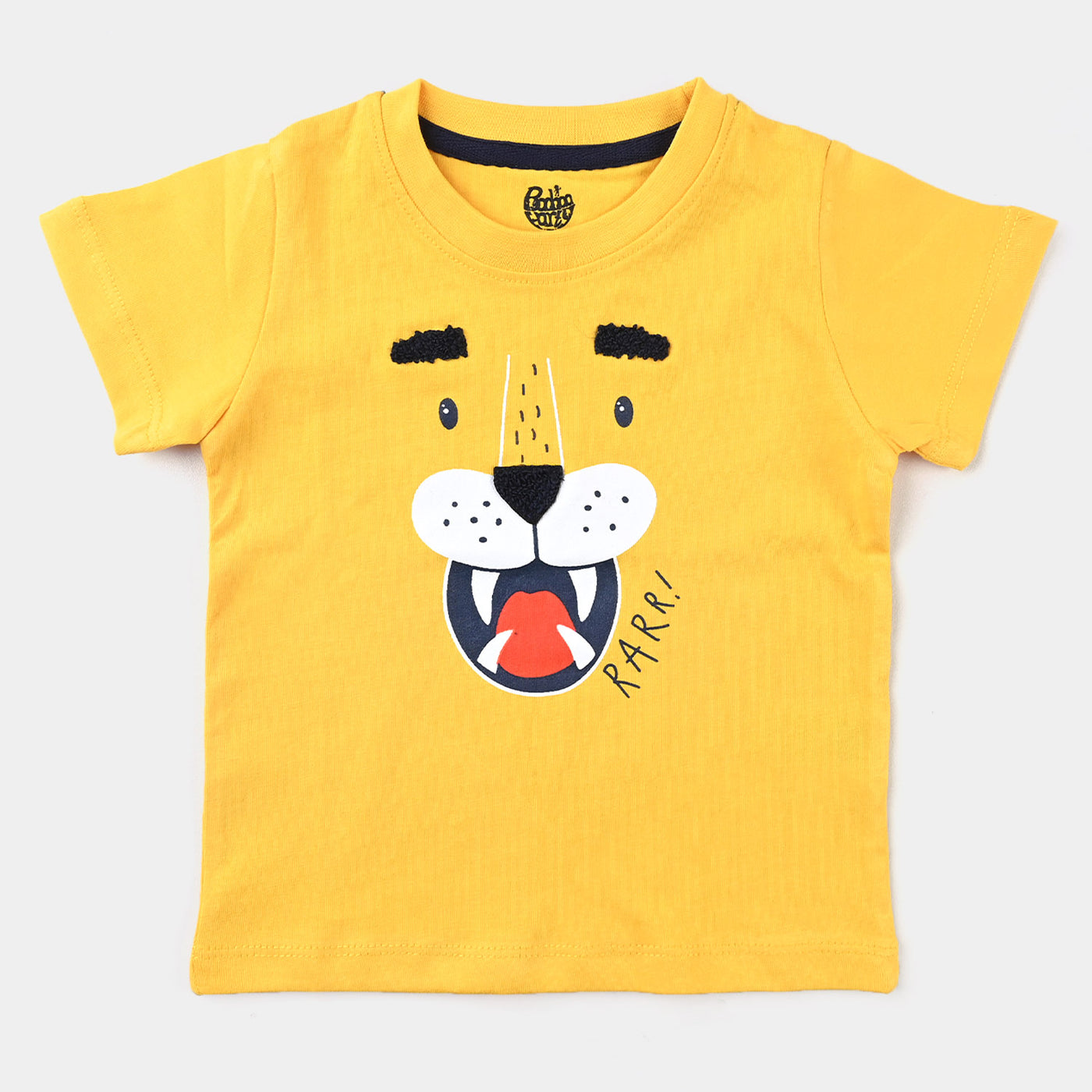 Infant Boys Cotton Terry Round Neck T-Shirt Tiger- Yellow