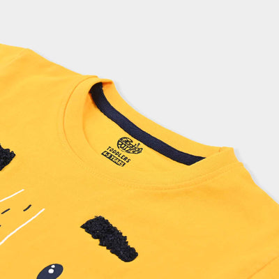 Boys Cotton Terry T-Shirt H/S Tiger- Yellow