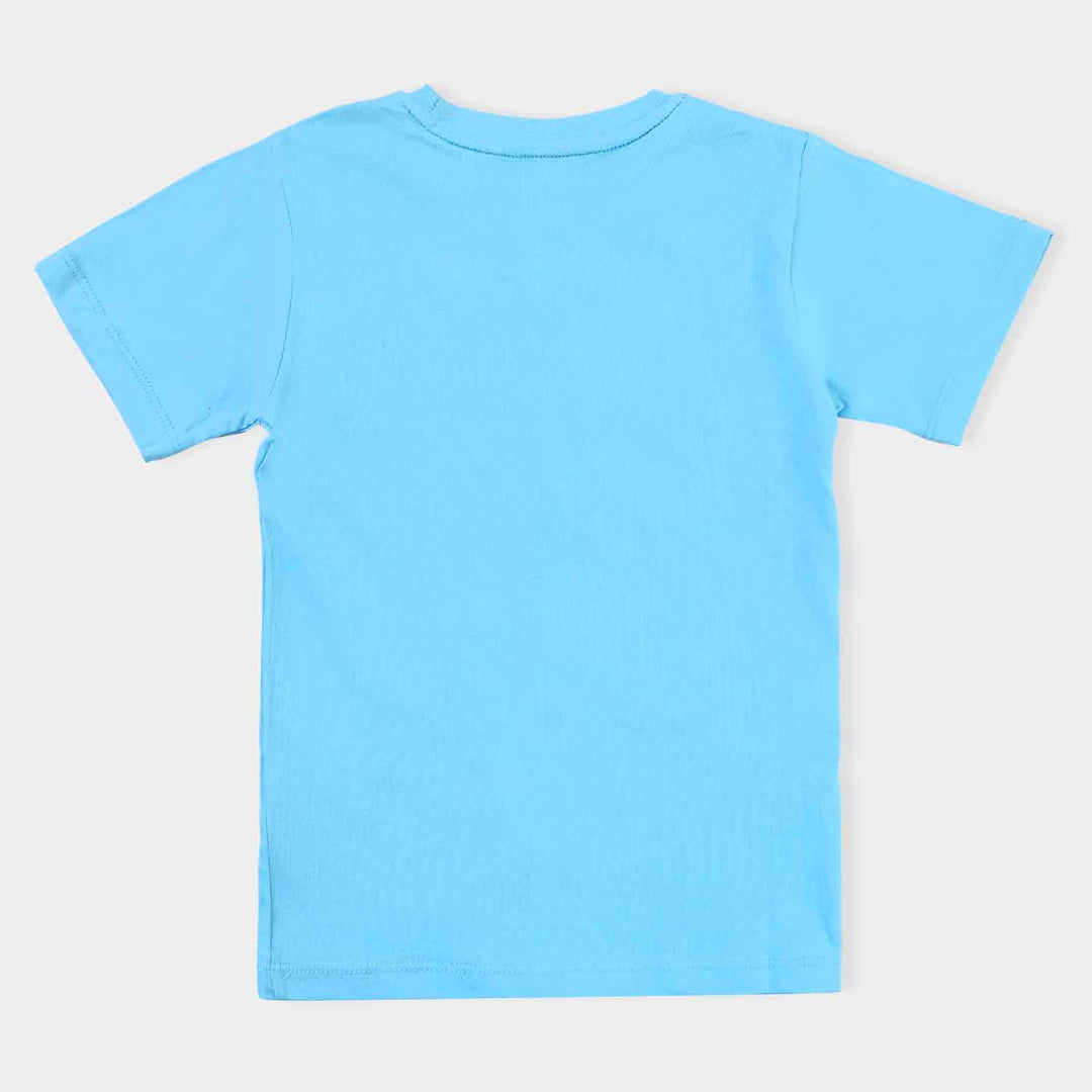Boys Cotton Terry T-Shirt Up In The Clouds-Blue
