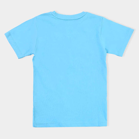Boys Cotton Terry T-Shirt Up In The Clouds-Blue