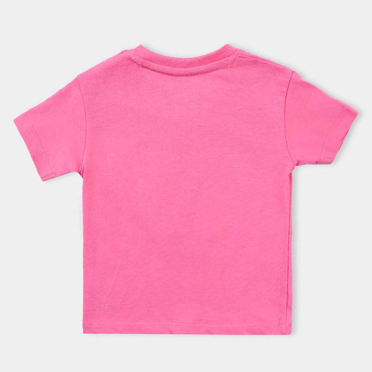 Infant Girls Cotton Jersey T-Shirt Ready To Enjoy-Hot Pink