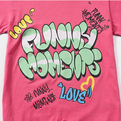 Girls Cotton Jersey T-Shirt H/S Funny Moments-Hot Pink