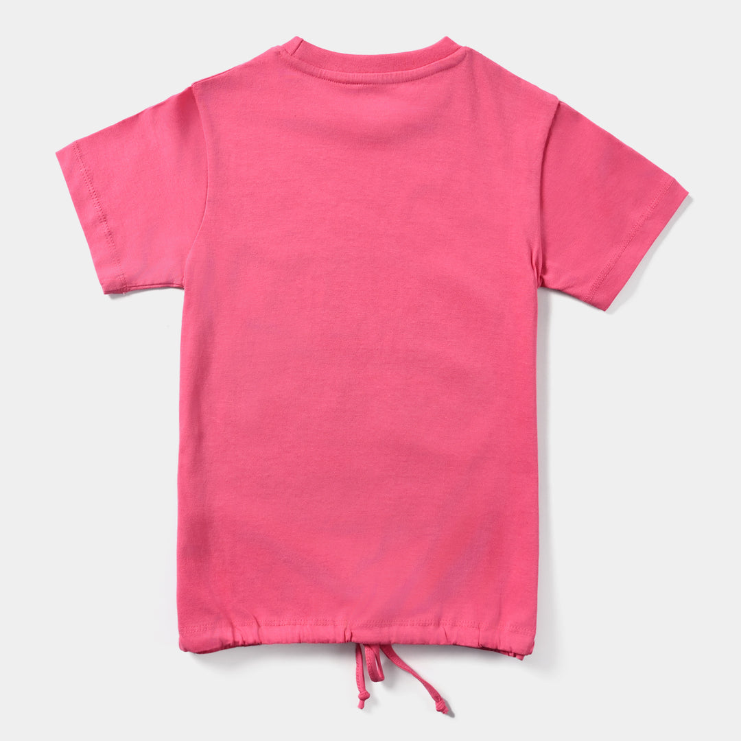 Girls Cotton Jersey T-Shirt H/S Funny Moments-Hot Pink